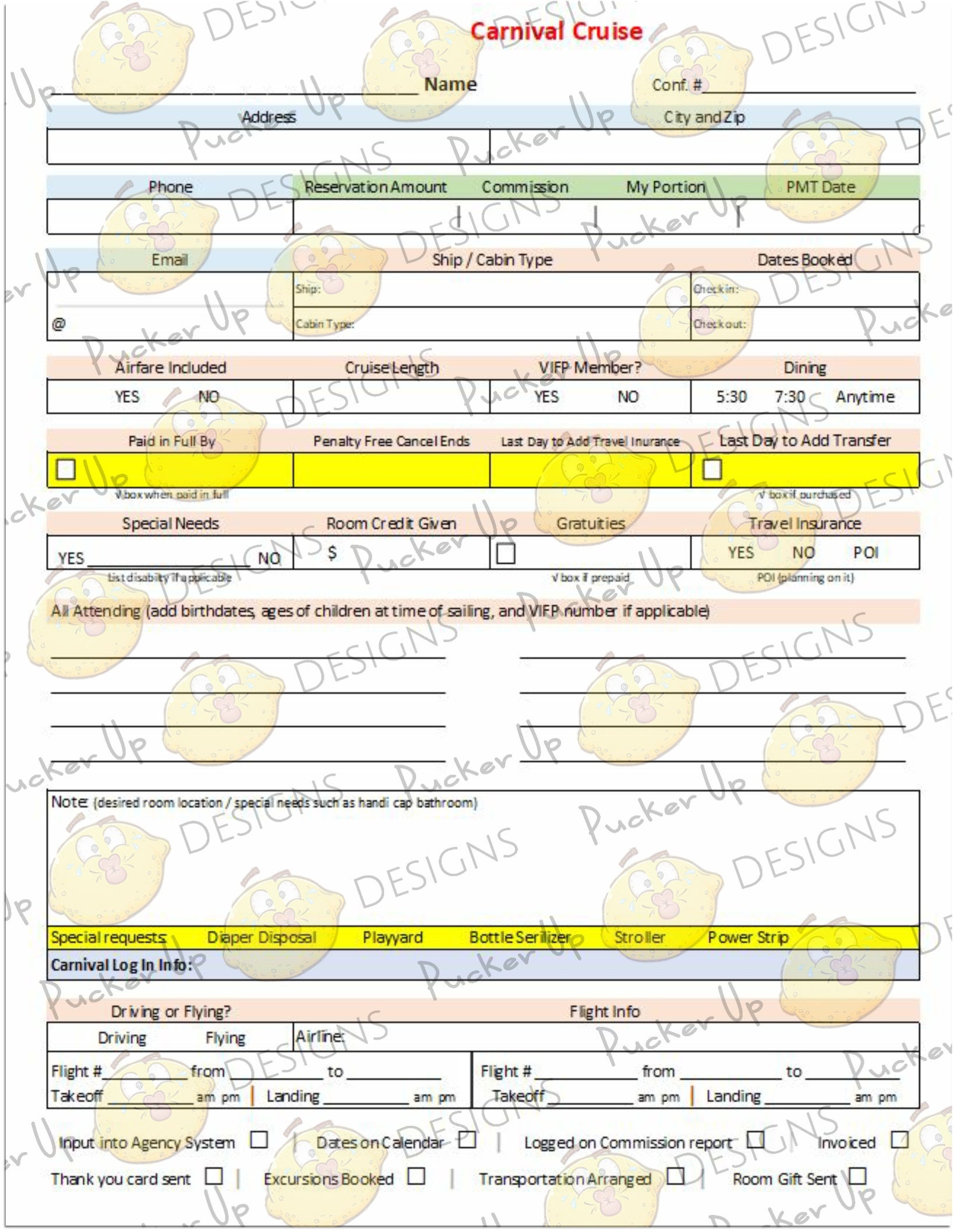 Travel Agent Booking Forms NEWLY UPDATED Etsy