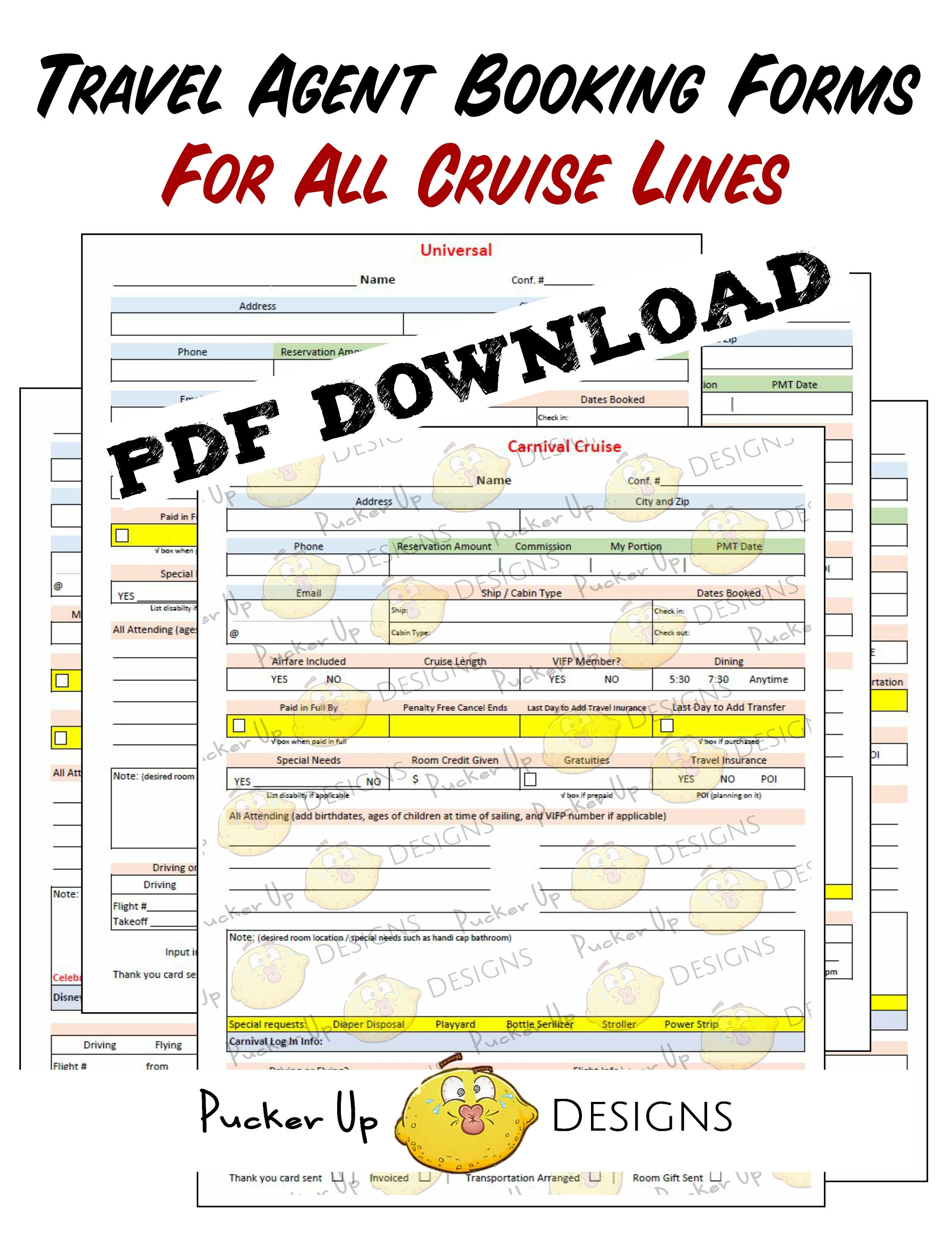 Travel Agent Booking Forms NEWLY UPDATED Etsy