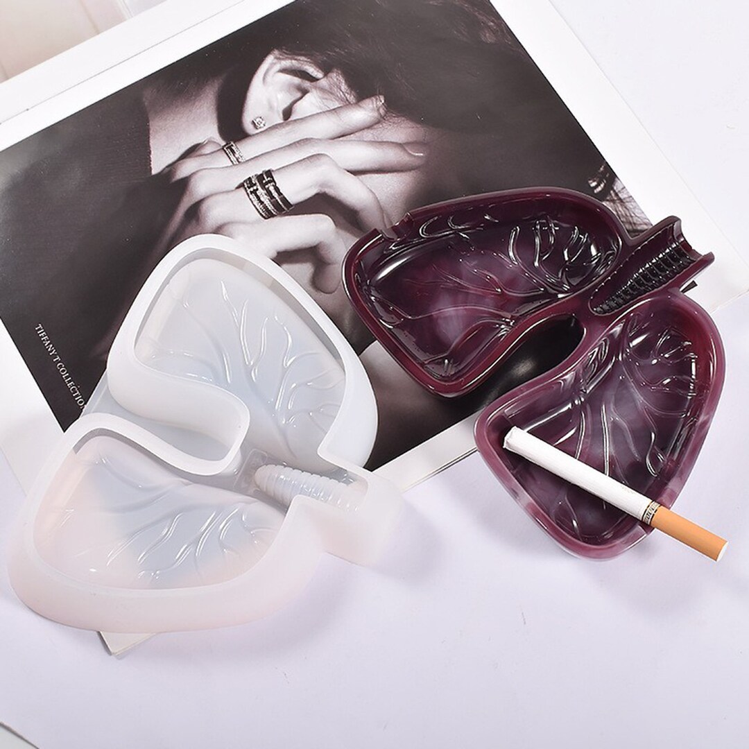 DIY Shiny Lung Shaped Ashtray Storage Box Silicone Resin Mold Perfect