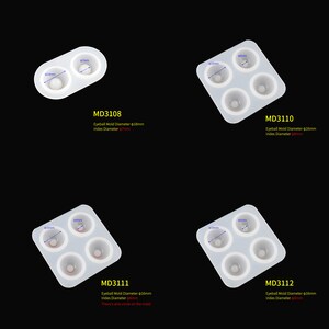 Puede incluir: Cuatro moldes de silicona para hacer manualidades de resina con forma de globo ocular. Los moldes son blancos y tienen diferentes tama&ntilde;os. Los moldes est&aacute;n etiquetados con el c&oacute;digo del producto y las medidas en mil&iacute;metros. MD3108, MD3110, MD3111, MD3112.