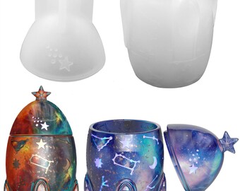 Starry Sky Rocket Storage Container Organizer Resin Silicone Mold  F1917