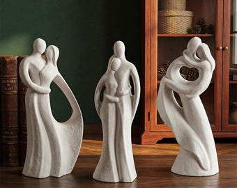 Molde de silicona con forma de pareja abrazándose (abstracto), estatua de amor minimalista de resina y yeso, molde para decoración de escritorio DIY - Findingeye F3044