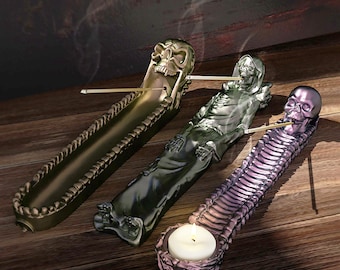 DIY Skelett Form Räucherstäbchen Silikonform - Zement Beton Gips Harz Kerzenhalter Handwerk Mould - Halloween Schädel Horror Dekor F1918