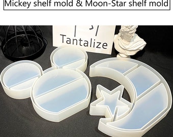 Mickey & Moon Star Shelf Resin Molds: DIY Jewelry Box, Dish, Plate F81