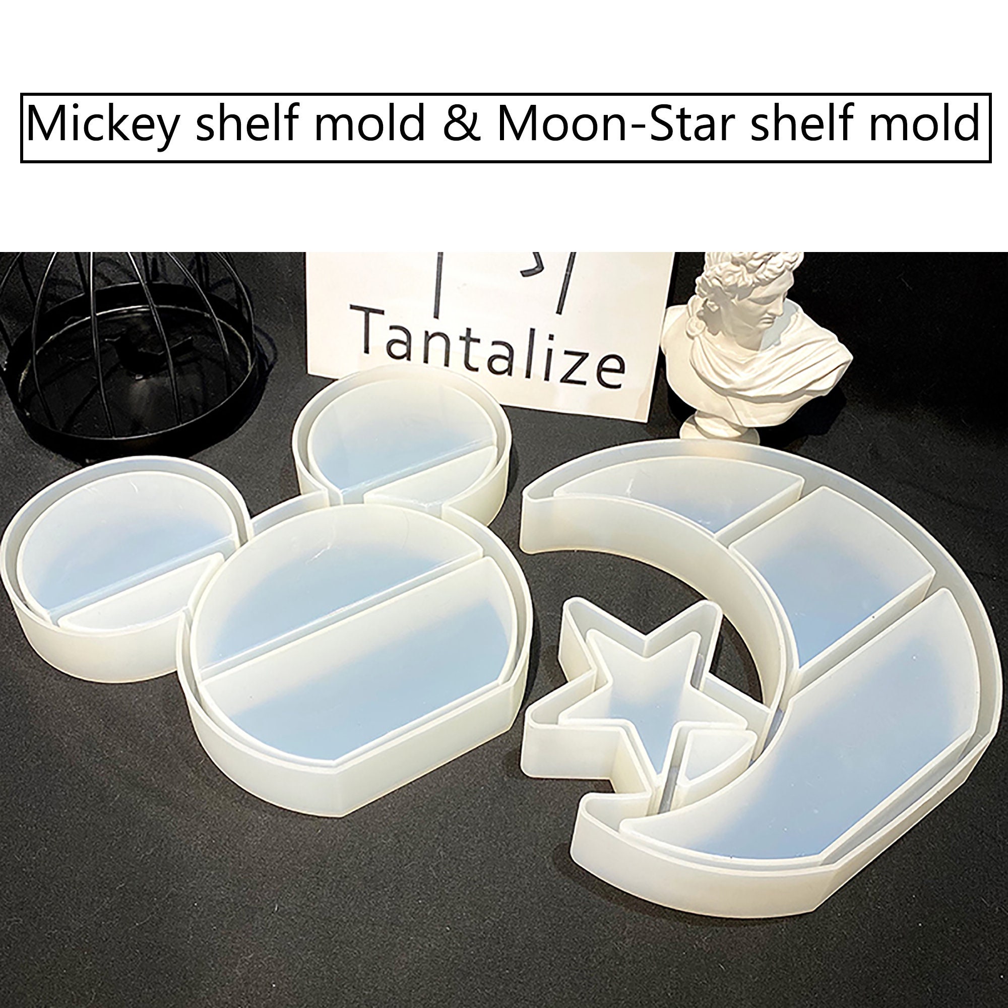 1/4pcs Moon Shape Resin Earring Molds Mirrored Silicone Molds For Resin