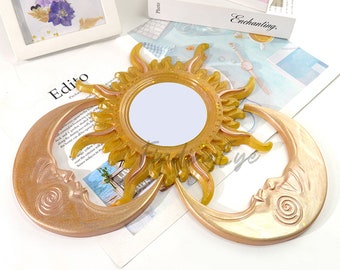 Sun and Moon Face Resin Mold, Round Mirror Mold, Moon Face Wall Hanging Mold for Resin, Ornament Epoxy Mold, Mirror Wall Decor Mold F292