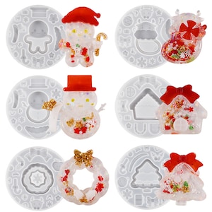 Christmas Resin Shaker Mold - Santa Claus Silicone Resin Mould - Holiday Ornaments - Gingerbread Man Mold - Findingeye F2306