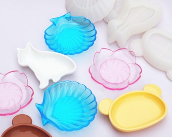 Molde de silicona de resina superbrillante con forma de cabeza de oso, pétalos y flores de bulldog francés, para hacer regalos, manualidades hechas a mano F1694