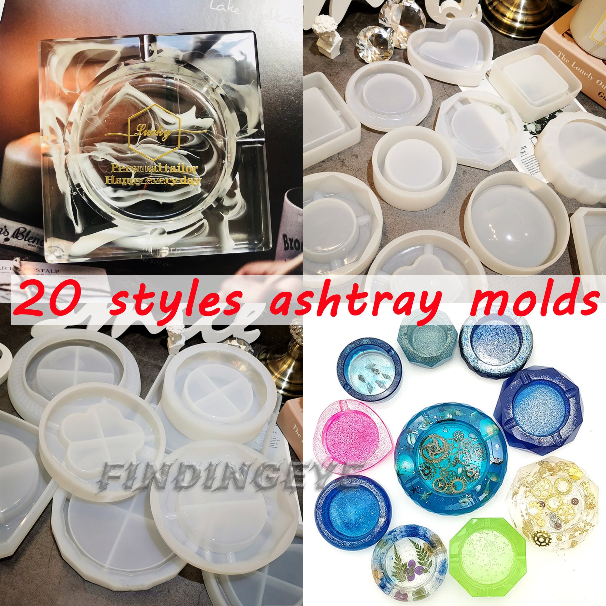 High Quality Ashtray Silicone Mold Epoxy Resin Round/square Ashtray Mold  for Gift Diy Craft Making Supplies Ashtray Crafts Production 