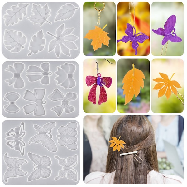 3 PCS KIT Chic Hair Clip Decor Accessories Resin Silicone Mold - DIY Flowers  Bow Knot Hairpin Mold for Stunning Resin Jewelry Making  F2489