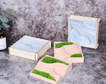 Molde de silicona para macetas estilo campo aterrazado, molde para decoración de micropaisajes, decoración del hogar, decoración de mesa, decoración de oficina F485