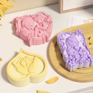 Mother-Daughter Heart Silicone Mold for Car Diffuser Scented Candle Handmade Soap Plaster Relief Gift - Findingeye F2931