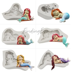 Mermaid Silicone Molds, Mermaid Aromatherapy gypsum mold, Table Home Decoration, Car Decoration, Clay Mold, Silicone Molds Supplies F183