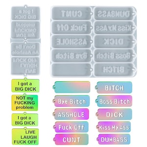 Molde de silicone para palavrões - Molde de pingente de resina - Molde de chaveiro com letras de palavrões - Molde de palavras de chefe B*th - 2 estilos disponíveis - F858