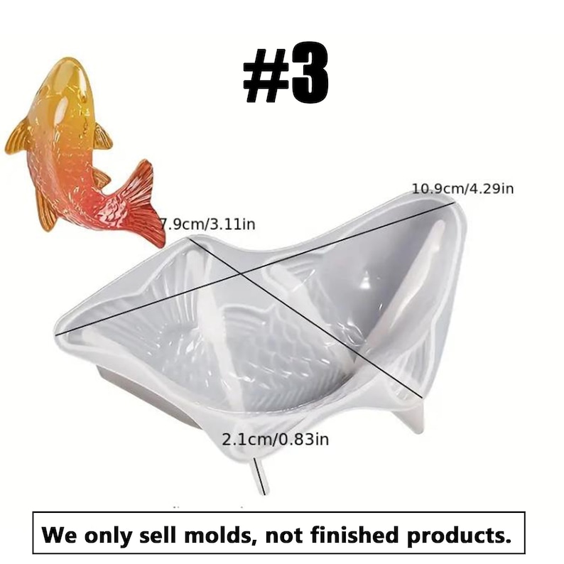 Koi Fish Silicone Mold DIY Epoxy Resin Mold for Fish-Shaped Jewelry and Crafts 3D Carp Mold for Pendant and Charms Making F2219 #3