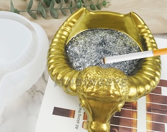 Harz Form für DIY Buffalo Horn Aschenbecher, Aufbewahrungsbox, gespiegeltes Waschtisch Tablett, Schmuck Display Pad mit Silikonform, DIY Wohnkultur F362