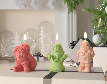 Molde de silicona para velas de Papá Noel (DIY) / Decoración navideña para mesa, yeso de reno, molde de cemento (venta al por mayor) - Findingeye F2813