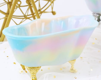 Stampo in resina siliconica per vasca da bagno fai da te a forma di scatola portaoggetti in perle con 4 angoli - Stampo per scatola porta sapone a conchiglia lucida F1652