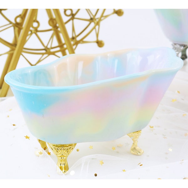 Silicone Resin Mold for DIY Bathtub Shape Pearl Trinket Box with 4 corners - Shiny Shell Soap Box Mold F1652