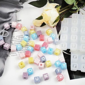 2 PCS Pack,  26 Letter Bead Silicone Resin Mold With Hole, Square Bead Mold, Handmade Crafts, Molds For Jewelry Making, Jewelry Mold F868