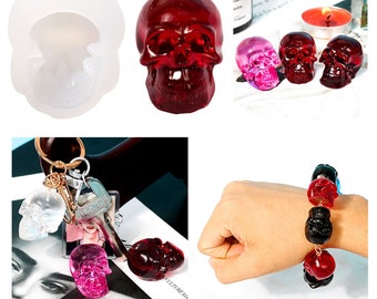 Mini Skull Silicone Mold for Resin, Sparkling Skull Head Resin Accessories, DIY Bracelet Necklace Jewelry Supplies Skull Mold, Epxoy F1620