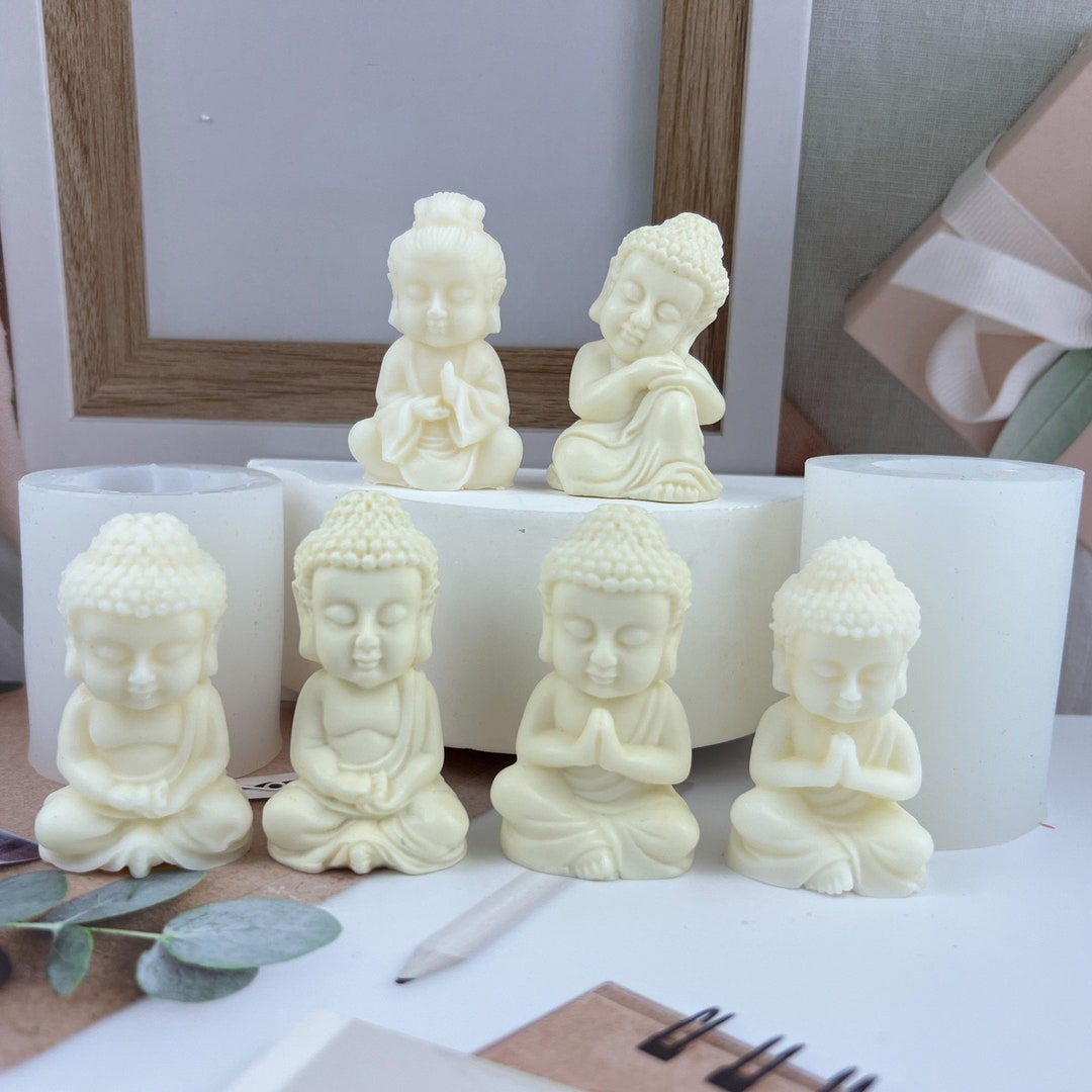 5 Styles Buddha Silicone Mold, 3D Monk Buddhism Spiritual Meditation