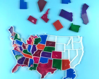 USA Map Mold, States USA Map Silicone Mold, U.S Map Puzzle Epoxy Resin Mold, Epoxy Resin Map Mold F623