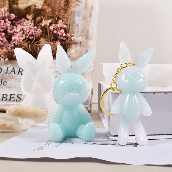 Adorable Bunny Keychain Mold for DIY Crafts and Resin Casting,Molds for Gifts making, Epoxy Resin Mold, Pendant Molds F1613