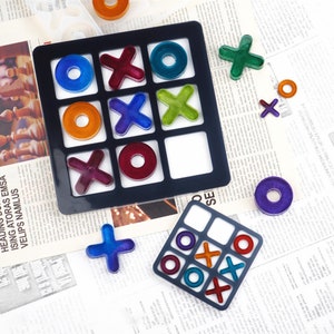 Fun and Interactive Tic Tac Toe Game Resin Silicone Mold - DIY Craft for XO Family Games - 8.4″×9.8″- Handmade Gifts F1896