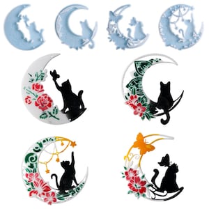 Molde de resina y silicona para decoración de pared con forma de estrella, luna y gato - Moldes para hacer regalos - Crea manualidades mágicas de yeso - Findingeye F2495