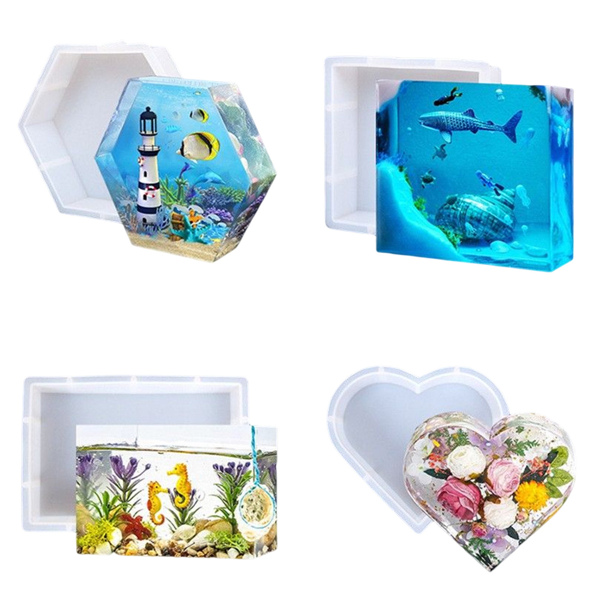 Large Epoxy Resin Mold, Deep Heart Resin Molds for Flowers