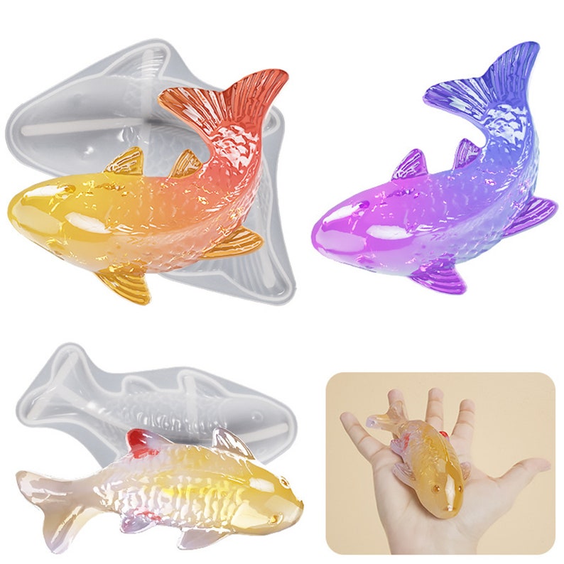 Koi Fish Silicone Mold DIY Epoxy Resin Mold for Fish-Shaped Jewelry and Crafts 3D Carp Mold for Pendant and Charms Making F2219 image 1