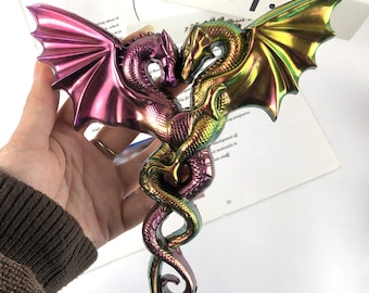 Molde de silicona para decoración de pared con diseño de dragón doble con alas, molde de resina para colgante, molde para adorno de dragón, moldes para hacer regalos F1834