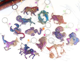 12 Constellations Keychain Silicone Resin Mold, Pendant Mold, Molds For Gifts Making, Epoxy Resin Mold  F1056
