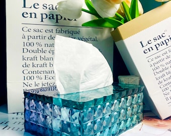 Stunning Customized Trinket Boxes with Diamond Water Wave Pattern Superimposed Tissue Box Resin Silicone Mold, Epoxy Resin Box Mold F1736