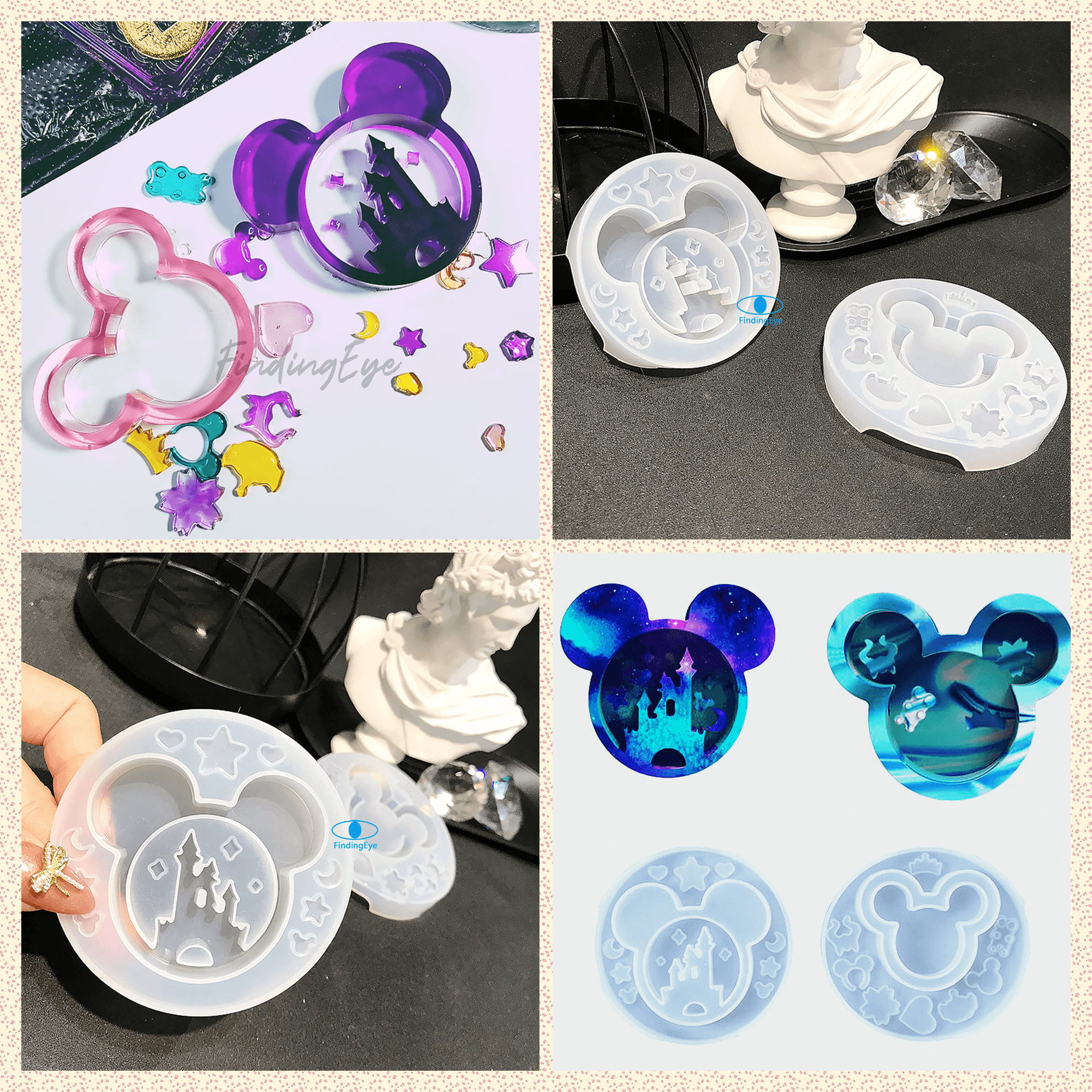Generic 4x Resin Shaker Molds Decor DIY Quicksand Pendant Silicone Moulds