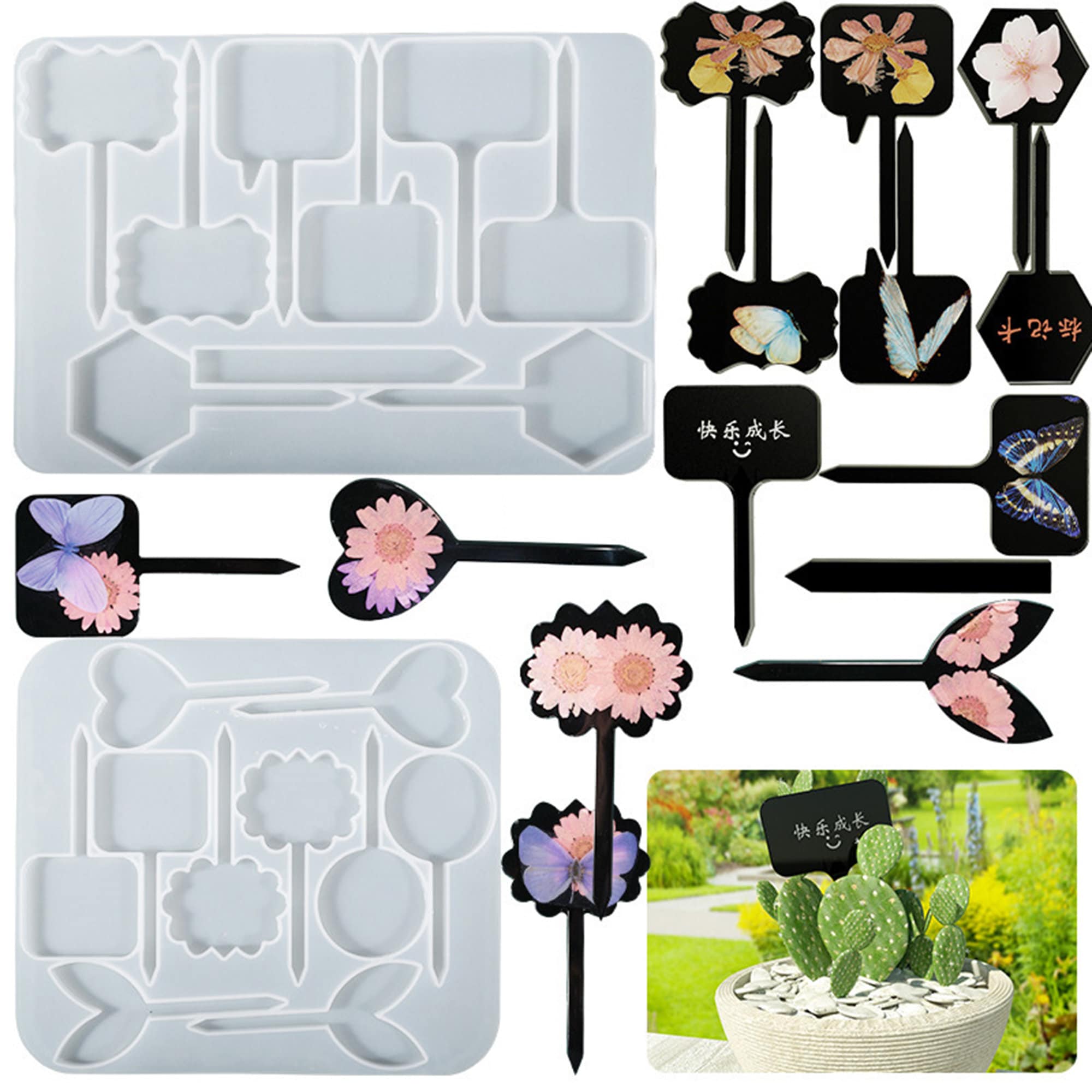 Plant Labels Epoxy Resin Mold, Garden Tags Silicone Molds for Resin  Decorative DIY Epoxy Resin Molds for Garden Labels Seed Potted Herbs  Flowers Marker 