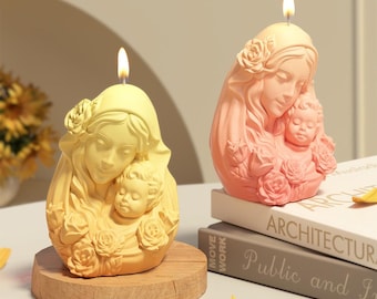 Muttertag Duftkerze Silikonform - 3D Mutter & Kind Skulptur Gips Skulptur DIY Geschenk für Mama - Findingeye F2925