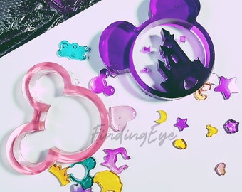 Moldes de resina de Mickey Mouse Quicksand, moldes de silicona de castillo, moldes de Disney, accesorios para llaveros de resina, suministros para moldes de silicona F160