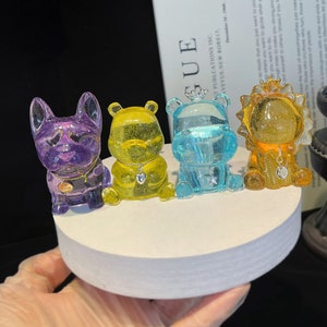 Glänzende Harz Silikon Form für Tisch und Garage Kit - 3D Cartoon französischer Kampfhund, Löwe, Flusspferd, Winnie Puuh, anpassbare Geschenke F1449