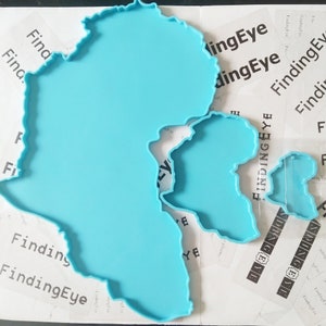 Molde de resina de silicona estilo mapa de África (14,6″, 6,2″, 3,2″), molde para bandeja de África, molde para posavasos de África, molde para llavero de África, molde para hacer regalos F1018