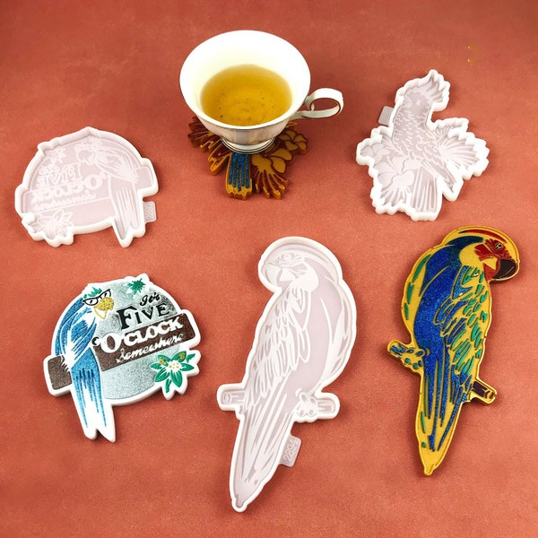 3 pcs set, Creative Parrot Coaster Silicone Resin Mold, Molds For Gifts Making, Epoxy Resin Mold F943