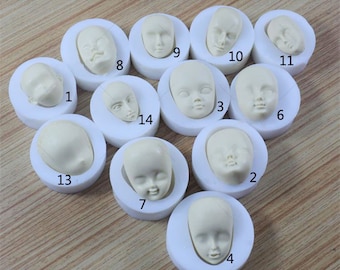 Silikonform BJD Puppenkopf, Kugelgelenkpuppe Kopfform, Miniatur Puppenkopf Form, Gips Clay Polymer Harz BJD Puppenform F444-1
