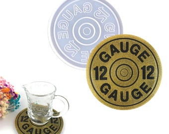 12 Gauge shotgun brass end shell Coaster Silicone Resin Mold, 2 PCS Pack, 4 PCS Pack, Molds for Gift Making, Resin Round Coaster F811