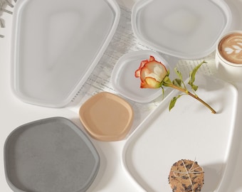 Unregelmäßige Geometrische Tablett Silikonform | DIY Aufbewahrungsplatte, Dekorativer Gips, Zement, Harz Tablettform - Findingeye F2866