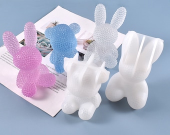 3D Bär & Kaninchen Silikonform mit Sockel