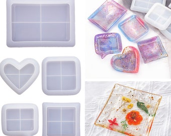 Square Jewelry Tray Resin Mold: Heart, Rectangle, Epoxy Casting