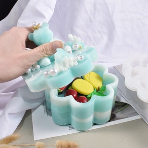 Siliconen mal opbergdoos opbergdoos - glanzend hars bloemblaadje patroon stapelbaar - cadeau voor geliefde - mal sieradendoos - mallen voor het maken van geschenken F1498