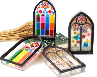 Stained Glass Window Silicone Resin Mold: Jewelry Box, Storage Box DIY F3036