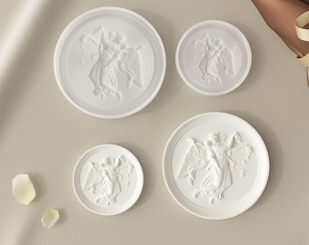 Geprägte Muster Tablett Silikonform | DIY Gips, Kerze, Diffusor, Harzschale, Teller, Dekor Engel Mould - Findingeye F2850